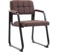 CLP Silla con Reposabrazos Canada B, Acolchada de Visita, Estructura Metal Negra Mate, Conferencia, Sala de Espera de Tela, Color:marrón