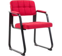 CLP Silla con Reposabrazos Canada B, Acolchada de Visita, Estructura Metal Negra Mate, Conferencia, Sala de Espera de Tela, Color:Rojo