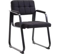 CLP Silla con Reposabrazos Canada B, Acolchada de Visita, Estructura Metal Negra Mate, Conferencia, Sala de Espera de Tela, Color:Negro