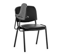 CLP Silla Confidente Ken con Brazo Extensible para Escritura I Silla para Academias con Pala Flexible para Apuntes I Silla de Conferencia Tapiza, Color:Negro