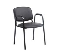 CLP Silla Confidente Ken Pro, cuero sintético, base metálica negra, sin ruedas, negro
