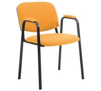 CLP Silla Confidente Ken Pro Tapizada En Tela I Silla De Conferencia con Base De Metal Negro I Silla De Oficina Sin Ruedas I Color:, Color:Naranja