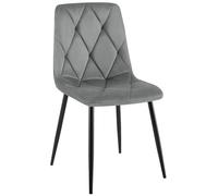 CLP Silla de Comedor Acolchada Clairton, Silla de Cocina con Funda Acolchada, con Estructura de Metal Negra, soporta hasta 150 kg, Color:Gris Oscuro, Material:Terciopelo