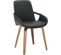 CLP Silla de Comedor Acolchada con reposabrazos Bertol, Silla de Cocina con tapizado de Cuero sintético, Estructura de Madera Curvada, Color:Nuez/Negro