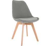 CLP Silla de Comedor Acolchada Linares Silla de Cocina con Respaldo y Base de Madera de Haya Protector de Suelo Color:Gris Claro;Material:Tela