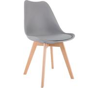 CLP Silla de Comedor Acolchada Linares Silla de Cocina con Respaldo y Base de Madera de Haya Protector de Suelo Color:Gris;Material:Plastico