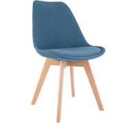 CLP Silla de Comedor Acolchada Linares Silla de Cocina con Respaldo y Base de Madera de Haya Protector de Suelo Color:Azul;Material:Tela