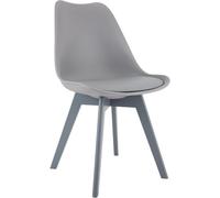 CLP Silla de Comedor Acolchada Linares Silla de Cocina con Respaldo y Base de Madera de Haya Protector de Suelo Material:Plastico;Color:Gris/Gris