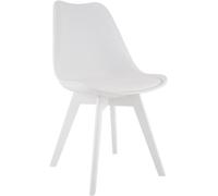 CLP Silla de Comedor Acolchada Linares Silla de Cocina con Respaldo y Base de Madera de Haya Protector de Suelo | Color Blanco/Blanco Material Plastico