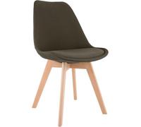 CLP Silla de Comedor Acolchada Linares Silla de Cocina con Respaldo y Base de Madera de Haya Protector de Suelo Color:marrón;Material:Tela