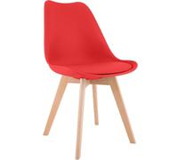 CLP Silla de Comedor Acolchada Linares Silla de Cocina con Respaldo y Base de Madera de Haya Protector de Suelo Color:Rojo;Material:Plastico
