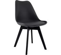 CLP Silla de Comedor Acolchada Linares Silla de Cocina con Respaldo y Base de Madera de Haya Protector de Suelo Color:Negro/Negro;Material:Plastico