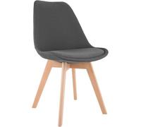 CLP Silla de Comedor Acolchada Linares Silla de Cocina con Respaldo y Base de Madera de Haya Protector de Suelo Color:Gris;Material:Tela