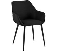 CLP Silla de Comedor Acolchada Luena con Respaldo, Silla de Cocina con Terciopelo o Tela, Estructura de Metal Negra, soporta hasta 150 kg, Color:Negro, Material:Tela