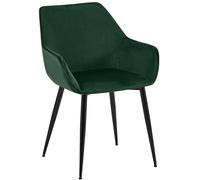 CLP Silla de Comedor Acolchada Luena con Respaldo, Silla de Cocina con Terciopelo o Tela, Estructura de Metal Negra, soporta hasta 150 kg, Color:Verde Claro, Material:Terciopelo