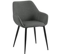 CLP Silla de Comedor Acolchada Luena con Respaldo, Silla de Cocina con Terciopelo o Tela, Estructura de Metal Negra, soporta hasta 150 kg, Color:Gris Oscuro, Material:Tela
