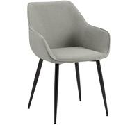 CLP Silla de Comedor Acolchada Luena con Respaldo, Silla de Cocina con Terciopelo o Tela, Estructura de Metal Negra, soporta hasta 150 kg, Color:Gris Claro, Material:Tela