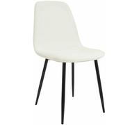 CLP Silla de Comedor Acolchada Maryam, Silla de Cocina con Respaldo y Estructura de Metal Negra, soporta hasta 150 kg Color:Crema;Material:Tela