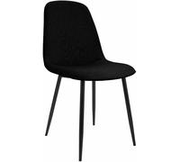 CLP Silla de Comedor Acolchada Maryam, Silla de Cocina con Respaldo y Estructura de Metal Negra, soporta hasta 150 kg, Color:Negro, Material:Tela