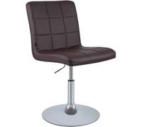 CLP Silla de Comedor Ajustable en Altura con Respaldo Ricky, giratoria 360°, tapizada con Cuero sintético, Estructura de Metal Cromado, Color:marrón
