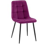 CLP Silla De Comedor Antibes Acolchada En Terciopelo I Butaca De Salón Nórdica con Base Metálica & Sin Reposabrazos, Color:Violeta