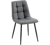 CLP Silla de Comedor Antibes tapizada en Polipiel I Butaca de salón con Base metálica de 4 Patas I Asiento de Cocina, Color:Gris Oscuro