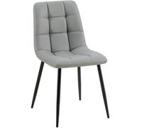 CLP Silla de Comedor Antibes tapizada en Polipiel I Butaca de salón con Base metálica de 4 Patas I Asiento de Cocina, Color:Gris Claro