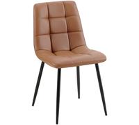 CLP Silla de Comedor Antibes tapizada en Polipiel I Butaca de salón con Base metálica de 4 Patas I Asiento de Cocina, Color:marrón Oscuro