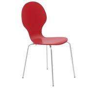 CLP Silla De Comedor Apilable Diego I Silla De Conferencia con Asiento De Madera I Silla De Cocina con Base De Metal, Color:Rojo