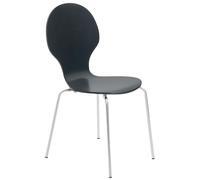 CLP Silla De Comedor Apilable Diego I Silla De Conferencia con Asiento De Madera I Silla De Cocina con Base De Metal, Color:Negro