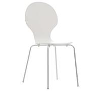 CLP Silla De Comedor Apilable Diego I Silla De Conferencia con Asiento De Madera I Silla De Cocina con Base De Metal, Color:Blanco