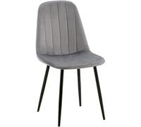 CLP Silla De Comedor Baxter Tapizada En Terciopelo I Butaca De Salón con Base Metálica De 4 Patas & Respaldo, Color:Gris Oscuro