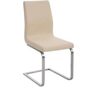 CLP Silla de Comedor Belfort tapizada en Tela I Silla de salón en Estilo cantiléver Acolchada con Base metálica, Color:Crema