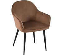 CLP Silla De Comedor Boise En Terciopelo I Butaca De Salón con Base Metálica De 4 Patas I Silla con Estilo Nórdico, Color:marrón