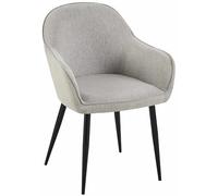 CLP Silla de Comedor Boise tapizada en Tela con Base de Metal I Butaca de salón Moderna con reposabrazos & Respaldo, Color:Gris