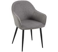 CLP Silla de Comedor Boise tapizada en Tela con Base de Metal I Butaca de salón Moderna con reposabrazos & Respaldo, Color:Gris Oscuro