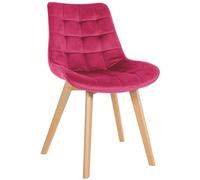 CLP Silla De Comedor Brook En Terciopelo Sin Reposabrazos I Butaca De Salón Escandinava con Base De Madera De 4 Patas, Color:Rojo