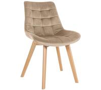 CLP Silla De Comedor Brook En Terciopelo Sin Reposabrazos I Butaca De Salón Escandinava con Base De Madera De 4 Patas, Color:marrón