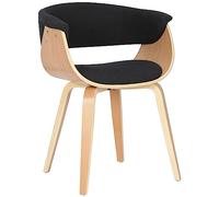 CLP Silla de Comedor Bruce con tapizado de Tela, Estructura de Madera, Negro Elegante, Cocina o Comedor | Soporta hasta 150 kg, Color:Negro, Color del Marco:Natura