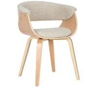 CLP Silla de Comedor Bruce con tapizado de Tela, Estructura de Madera, Negro Elegante, Cocina o Comedor | Soporta hasta 150 kg, Color:Crema, Color del Marco:Natura