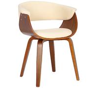 CLP Silla De Comedor Bruce De Madera Acolchada & Tapizada En Polipiel I Butaca De Salón Moderna con Base De 4 Patas, Color:Crema