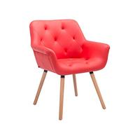 CLP Silla De Comedor Cassidy En Simil Cuero I Silla De Visita con Respaldo I Butaca De Salón Nórdica con Base De 4 Patas De Madera I Color:, Color:Rojo, Color del Marco:Natura