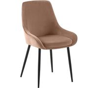 CLP Silla de comedor con patas de metal y asiento de Terciopelo Marrón