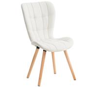 CLP Silla de Comedor Elda Tapizada en Cuero Sintético I Silla para Visita Estilo Nórdico I Silla de Recepción con Base de Madera I Color:, Color:Blanco