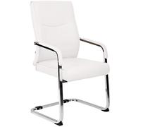 CLP Silla de Comedor Ergonómica Hobart, Cantilever con Reposabrazos Acolchados, Estructura Metálica Robusta, Silla de Conferencia Moderna, Color:Blanco, Material:Cuero Sintetico
