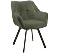 CLP Silla de Comedor ergonómica Jordi Cord, giratoria con Brazos, Base metálica 4 Patas, con topes, hasta 150 kg, Color:Verde Claro