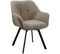 CLP Silla de Comedor ergonómica Jordi Cord, giratoria con Brazos, Base metálica 4 Patas, con topes, hasta 150 kg, Color:marrón