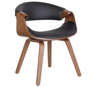 CLP Silla de Comedor Foley tapizada en Polipiel o Tela I Silla de salón Elegante con Estructura de Madera de 4 Patas, Color:Negro, Material:Cuero Sintetico