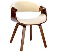 CLP Silla de Comedor Foley tapizada en Polipiel o Tela I Silla de salón Elegante con Estructura de Madera de 4 Patas, Color:Nuez/Crema, Material:Cuero Sintetico