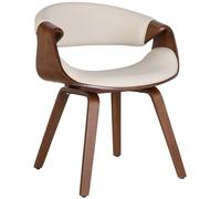 CLP Silla de Comedor Foley tapizada en Polipiel o Tela I Silla de salón Elegante con Estructura de Madera de 4 Patas, Color:Crema, Material:Cuero Sintetico